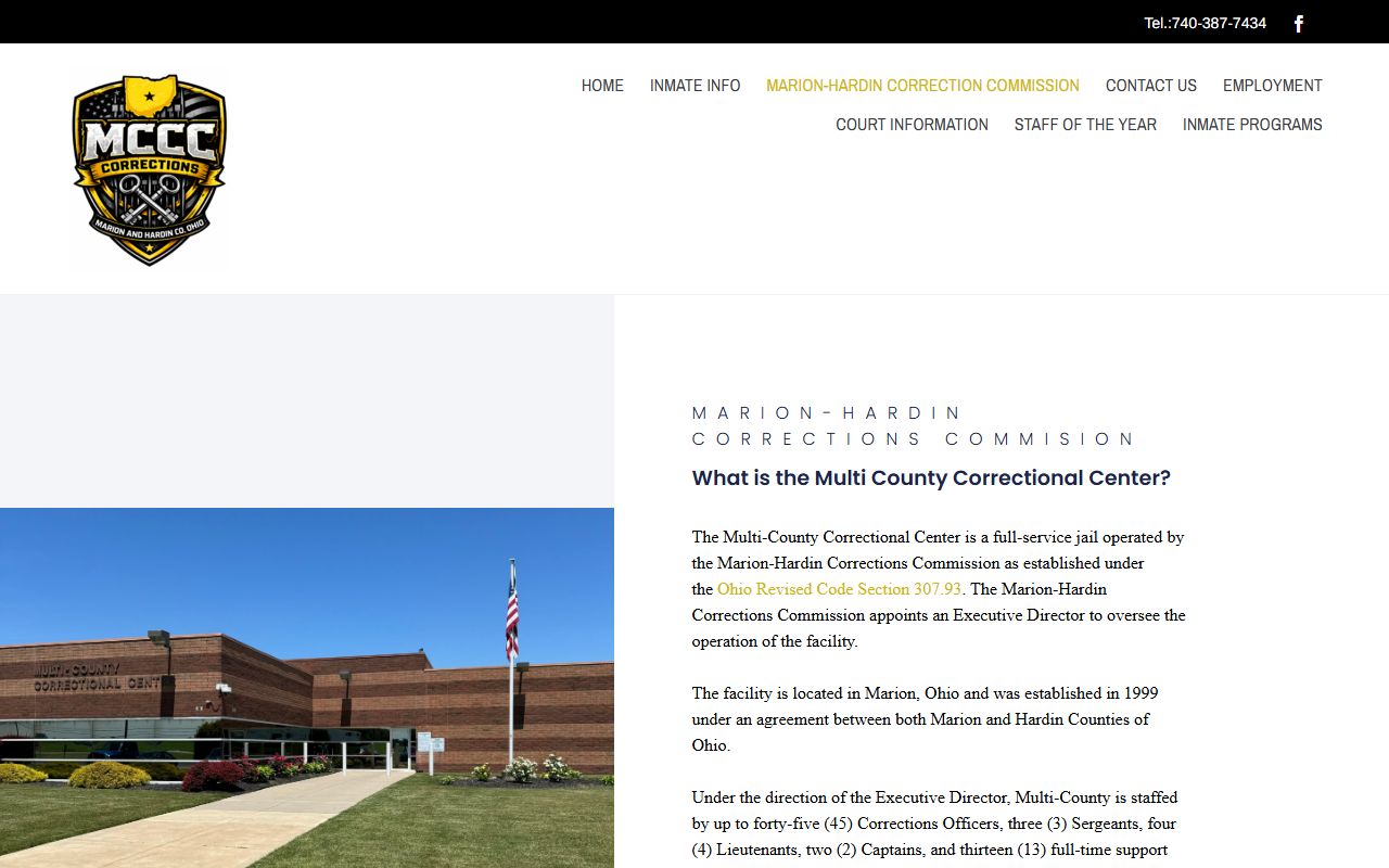 Marion County inmate population MCCC corrections commission page