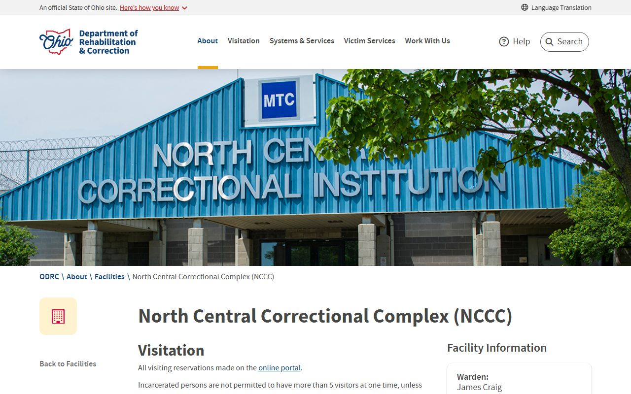 ODRC North Central Correctional Complex facility page